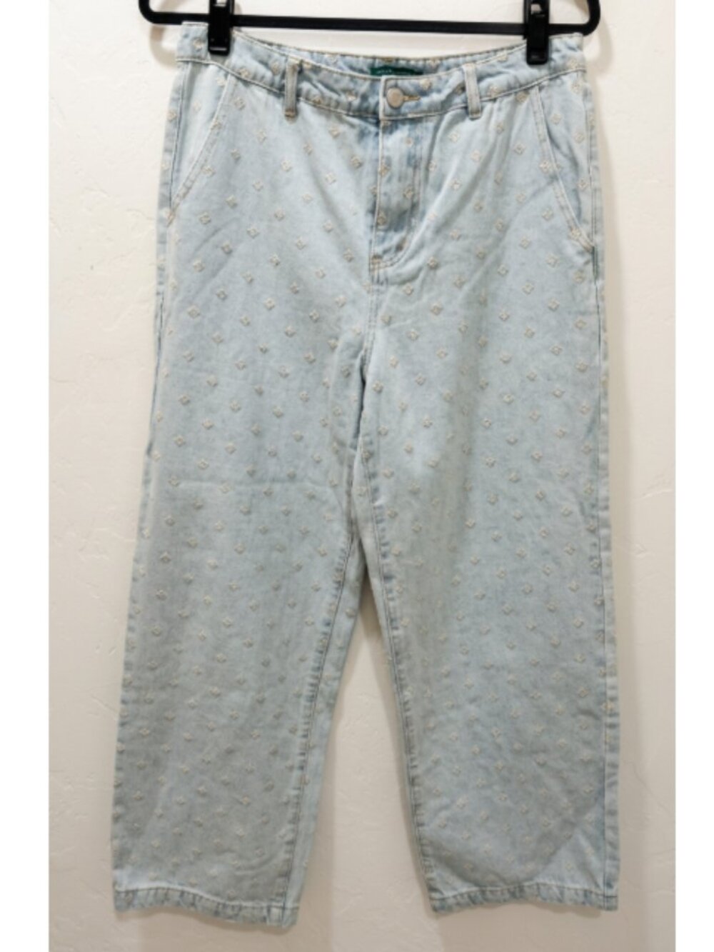 NWT Petite Studio Jeans Light Geometric Embroidered Wide Leg Women's 10 Petite